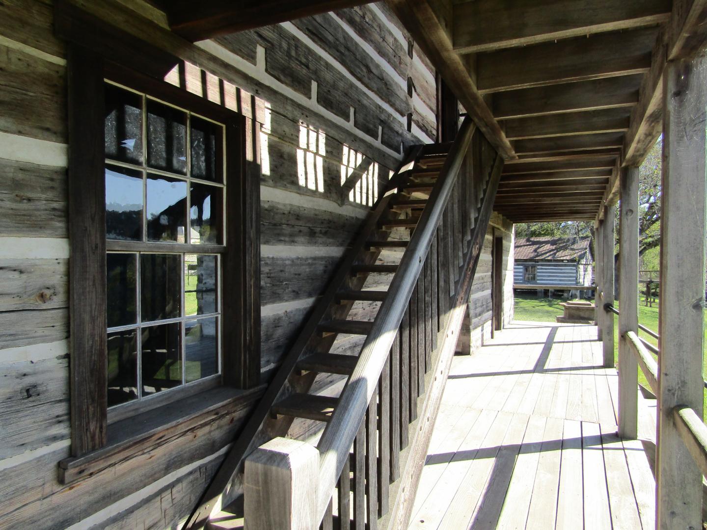 Jacob Wolf House west porch stairs.