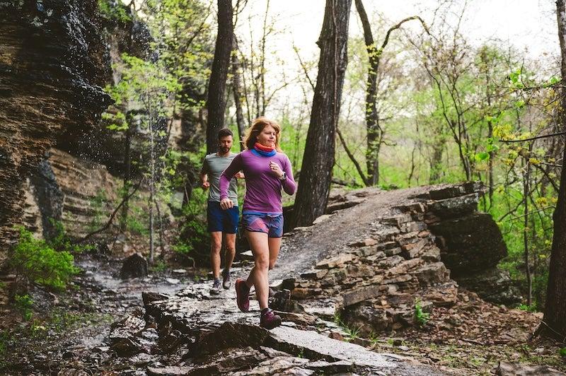 Trail running at Devil's Den State Park Monument Trails