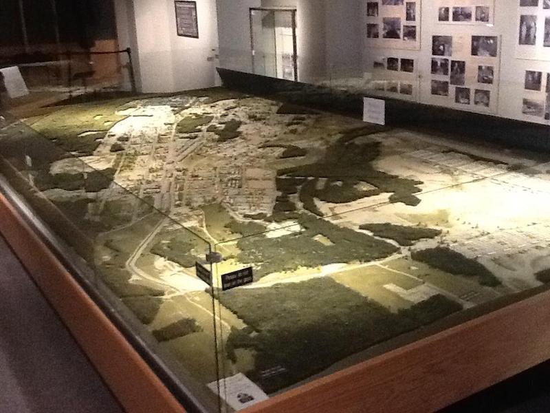 Explore the history of the Arkansas National Guard., The Arkansas National Guard Museum is located on Camp Robinson., See the collection of military tanks including the M-47 Patton., Artifacts, photos and original military vehichles are in the museum's collection., Exhibits showcase the history Camp Robinson Military Post, including this scale model of the post in 1943.