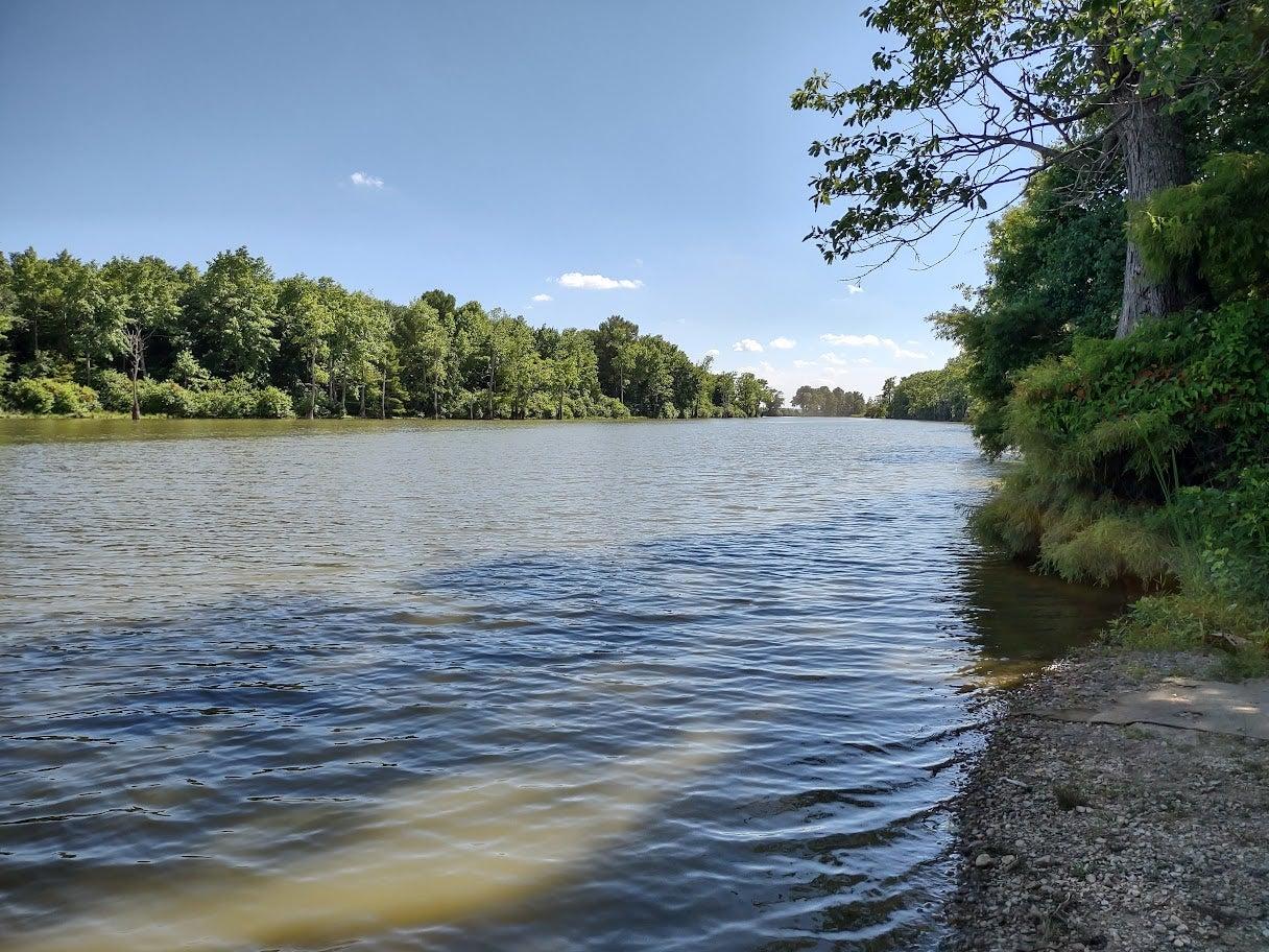 The portion South of the railroad trestle