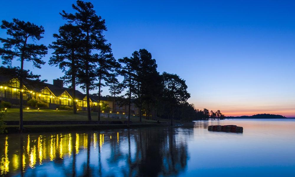 Night sky of DeGray Lake Resort State Park's lodge
