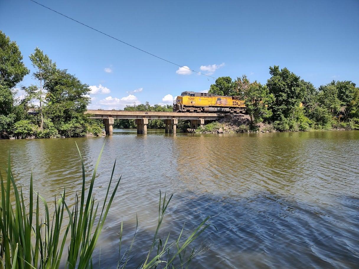Train Crossing the Corning Lake Trestle